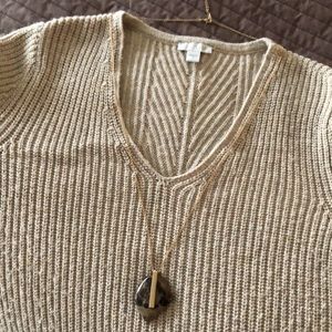 Noonday necklace, 18” long with brown “marbled” stone